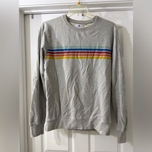 Revolution Men’s Grey Crewneck Sweatshirt with Multicolor Chest Stripes
